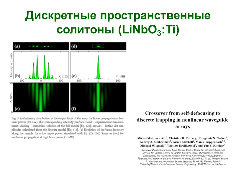 Дискретные пространственные солитоны (LiNbO3:Ti)